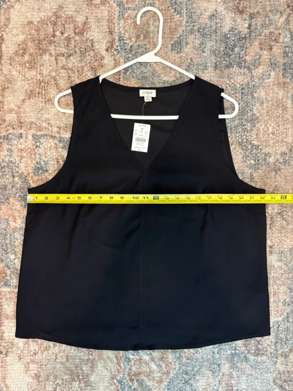 J. Crew #CC705 Women’s Sleeveless V-neck Crepe Tank Top Shirt Shell XL Black NWT